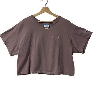 Champion Heritage Peace Sign Cropped T-Shirt Mauve Purple XXL WL956 IZT